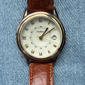 Fossil Tan Leather Watch with Cream Dial